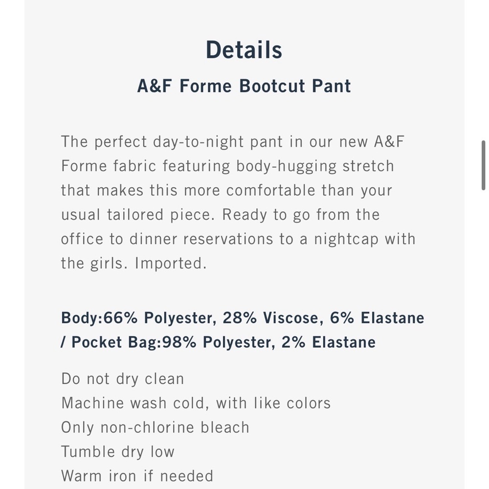 New Abercrombie & Fitch Forme Bootcut Pant - Classic Black - Picture 5 of 5